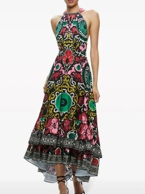 Alice + Olivia Loyce Mixed Print High Low Tiered Floral Maxi Dress - Size 2